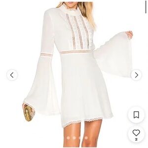 For Love and Lemons White Willow Bell Sleeve Dress | Small